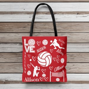 CUSTOM Volleyball Tote Bag, Personalized Volleyball Bag with Name, Volleyball Lover Gift, Teen Girl Gift Idea, Volleyball Player&#39;s Name Gift