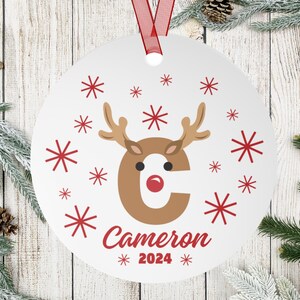 CUSTOM Letter Name Ornament Personalized with Kid&#39;s Name or Family Name, Monogram Alphabet Ornament, Custom Initial METAL Ornament, Keepsake
