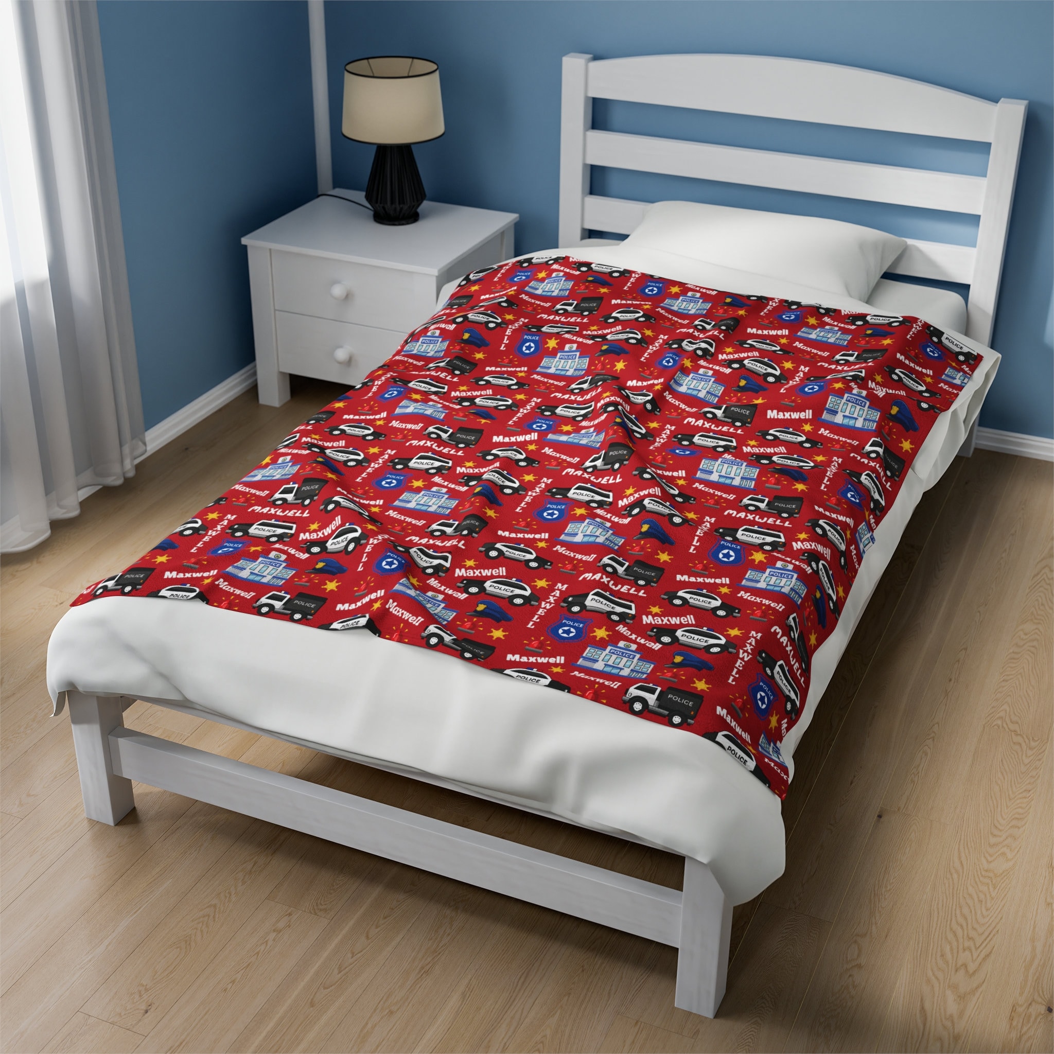 Pattern Print Police Hooded Blanket main image 0