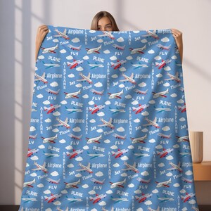 Airplane Blanket, Airplane Theme Nursery, Plane Lovers Gift, Plane Nursery, Baby Blanket, Baby Shower Gift, Airplane Decor, Flying Blanket