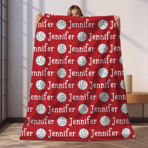 CUSTOM Volleyball Blanket, Personalized Volleyball Blanket with Player's Name, Custom Name Blanket, Volleyball Gift, Volleyball Player Gift