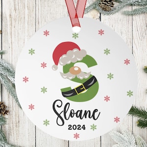 Adorno personalizado con nombre de letra personalizado con nombre o apellido del niño, Adorno de alfabeto de monograma, Adorno inicial personalizado, Recuerdo de Navidad