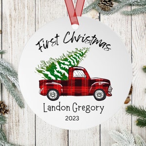 Baby's First Christmas Metal Ornament Personalized Gift for New Parents Gift for Birth of New Baby Customize Ornament with Name Gift
