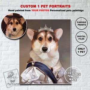Custom royal Dog portrait custom painting Royal dog portrait dog portrait from photo Gift for dog lover Funny Pet Lover Gift.