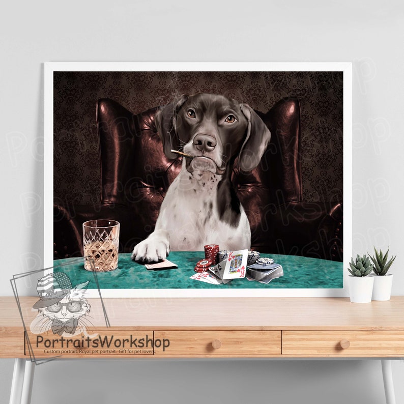 Custom Royal Pet Portrait Playing Poker Pet Playing Poker Portrait From