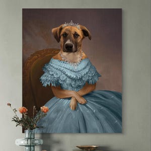 Custom Royal Dog Portrait – Personalized Pet Art on Canvas for gift.