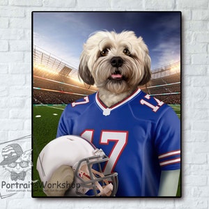 Custom portrait of your favorite football team's pet Personalized gift for an American football fan.