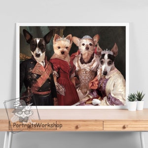 Custom royal pet portrait as a Christmas gift Digital dog and cat portrait canvas Personalized pet portrait as a gift.