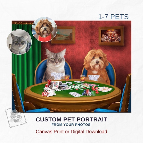 Cats And Dogs Playing Cards