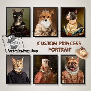 Custom royal pet portrait in dress Royal pet portrait Pet Portrait From Photo Gift for dog lover Funny Pet Lover Gift.