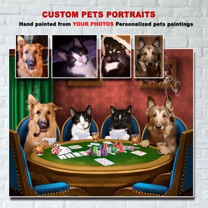 Custom pets playing cards mom gift Custom poker pet portrait Funny pet poker painting Custom Poker Art for Pet Lovers