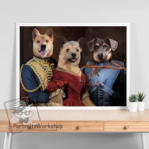 Custom royal dogs cats portrait as a birthday gift for friends and family Renaissance Dog Portrait from Photo.