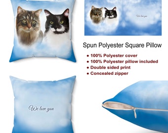 Custom cats pillow, cats pillow from photo, pet memorial, pet pillow, cats portrait pillow, personalized gift pet lover, pet loss gift