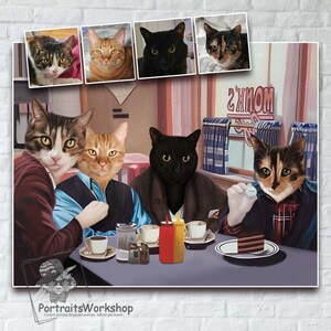 Custom Seinfeld pet art. Seinfeld Poster with cats pet lover gift