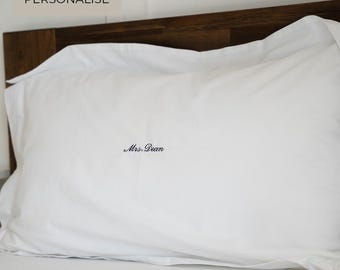 The Newlyweds Pillowcase: Personalised Embroidered Pillowcase
