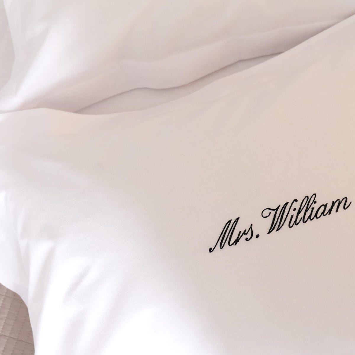 Personalised Oxford Pillowcase | Embroidered Pillowcase | Custom Pillowcase With Surname (script Font) - Etsy