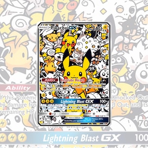 Pikachu Fan Art Custom Card, Doodle Lightning Blast Card, Holo & Non-Holo Version Included
