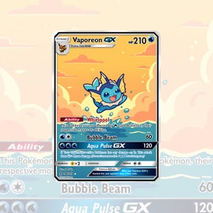 vaporeon gx pokemon card Pokemon CUSTOM Vaporeon GX Holo New