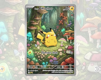 Derp Pikachoo fanart-anpassat kort, svampskogskort, holo- och icke-holo-version ingår