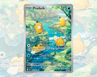 Psyduck Fan Art Custom Card, Funny River Card, Holo & Non-Holo Version Included