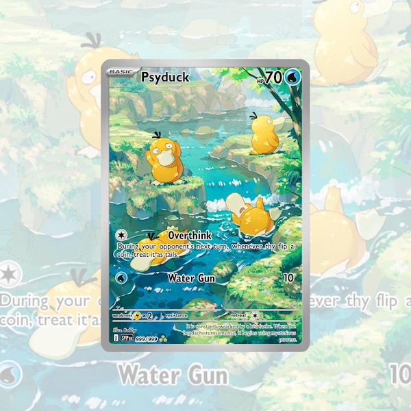 Psyduck Fan Art Custom Card, Funny River Card, Holo & Non-Holo Version Included