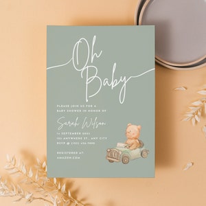 Invito per baby shower / Genere neutro / Cartello pannolino / Modello modificabile / Invito fisico / Neonato neutro / Invito Baby Sprinkle