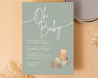Baby Shower Invitation | Gender Neutral | Diaper Sign | Editable Template | Physical Invite | Neutral Baby | Baby Sprinkle Invite