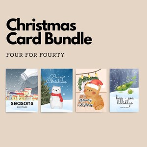 Holiday Cards Pack | Funny Christmas Cards | Christmas Card Template | Christmas Card Bundle | Kawaii Cards For Holidays Punny