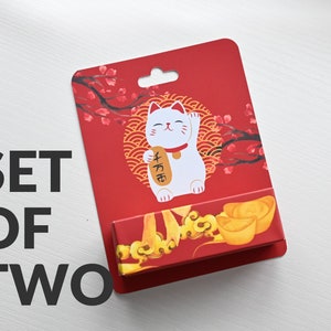 Poches rouges | Enveloppes pour billets de banque du Nouvel An lunaire | Pochette rouge | Enveloppes rouges porte-bonheur de la bonne fortune | Chat porte-bonheur