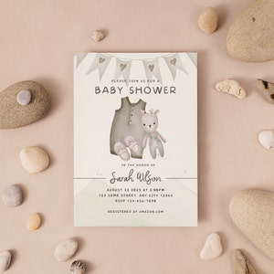 Invitation baby shower fille | faire-part de fête prénatale personnalisée | Vêtements de bébé douche | avec enveloppes | Garçon ou fille | Imprimé sur une carte Premium