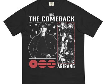 BTS ARIRANG Comfort Colors T-Shirt, Bangtan Sonyeondan, Suga Jungkook Jin RM J-Hope Jimin V