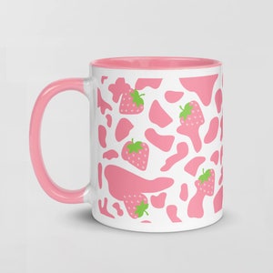 Strawberry Milk Cow Print Coffee Mug
