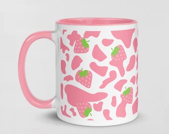 Strawberry Milk Cow Print Coffee Mug