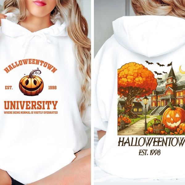 Halloweentown University Hoodie, Minimalist Cute Pumpkin Sweatshirt For Women, Aesthetic Halloween Costume, Boo Shirt, Gift For Bestie,N1313