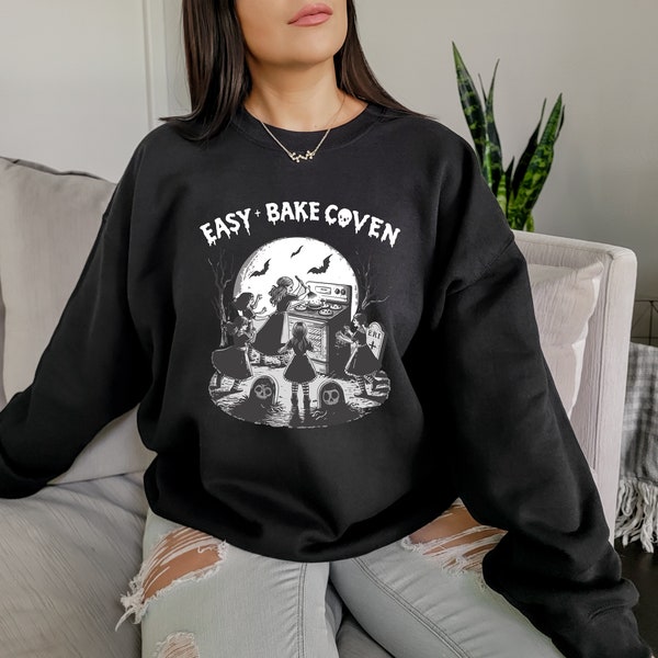 Easy Bake Coven Sweatshirt, Minimalist Spooky Season Shirt For Women, Aesthetic Halloween Hoodie, Trendy Witch Tee, Gift For Bestie, N1316