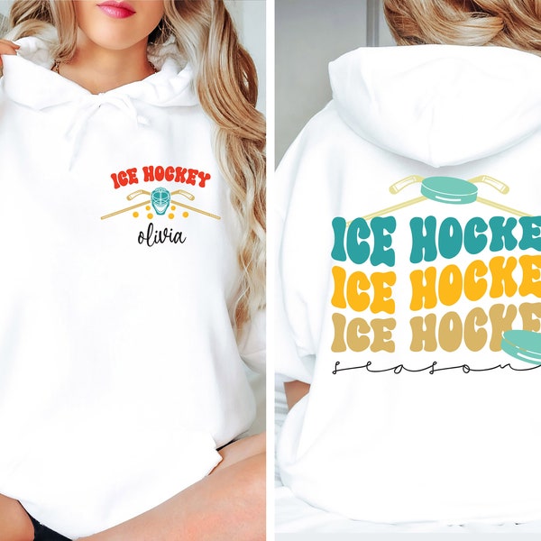 Custom Ice Hockey Hoodie, Personalized Ice Hockey Season Shirt, Game Day Sweatshirt, Team Spirit Sweater, Winter Sports Lover Gift, N83