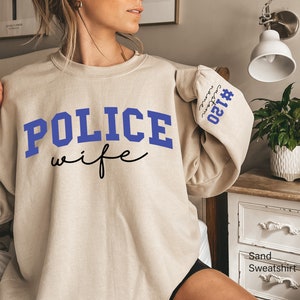 Trendy Police Wife Sweatshirt, Police Girlfriend Shirt, Women's Cop Wife Shirt, Thin Blue Line Hoodie, Anniversary Gifts For Wife, N714