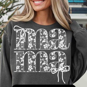Lace Mama Coquette Png Mama Png Floral Mama Chinoiserie Png Mama Varsity Png Mothers Day Png Gift for Mom Lace Coquette Bow Png Spring Lace
