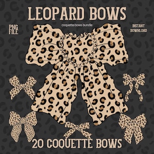 Coquette Leopard Bow Png Girly Cheetah Print Bundle Coquette Aesthetic Animal Print Bows Trendy Clipart Cute Cheetah Leopard Bow Design Png