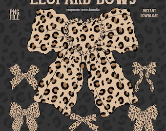 Coquette Leopard Bow Png Girly Cheetah Print Bundle Coquette Aesthetic Animal Print Bows Trendy Clipart Cute Cheetah Leopard Bow Design Png