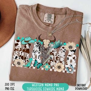 Western Mama Png Turquoise Howdy Cowhide Western Mom Png Coquette Texas Mama Png Cow Print Southern Png Mothers Day Png Mama Trendy Floral