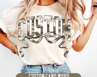 Custom Camo Word Png Varsity Old Camo Hunting Fall Preppy Coquette Text Custom Order Girly Football Mascot Trendy Your Text School Team Name