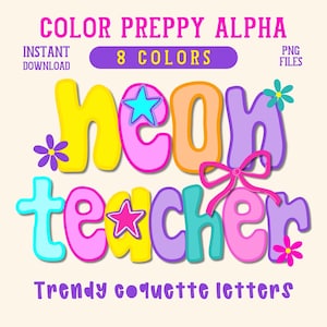 Alfabeto de professor neon PNG, letras de coquete elegante, fonte brilhante de verão, cores Boujee A-Z PNG, letras de rabisco desenhadas à mão digitais