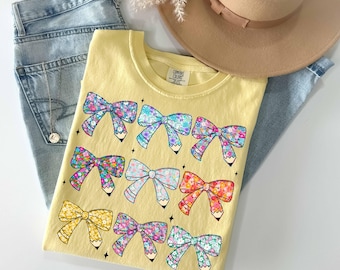 Teacher Png Coquette Teacher Pencil Bow Png Floral Chinoiserie Teacher Png Summer Flowers Girly Teacher Gift Trendy Dainty Bright Floral Bow