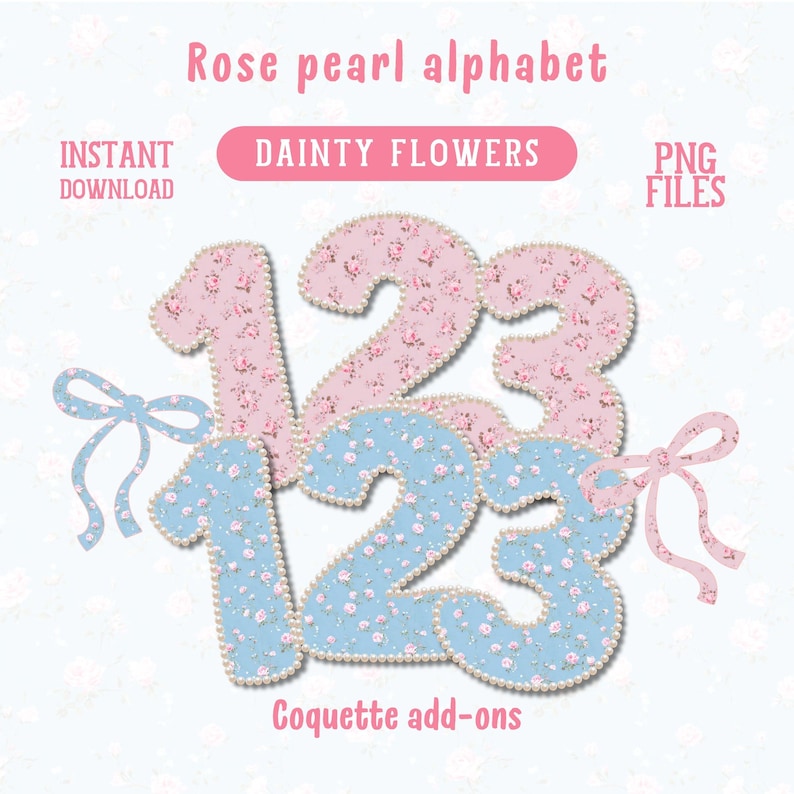Pearl Floral Alphabet Set Png Coquette Rose Spring Letters Preppy ...