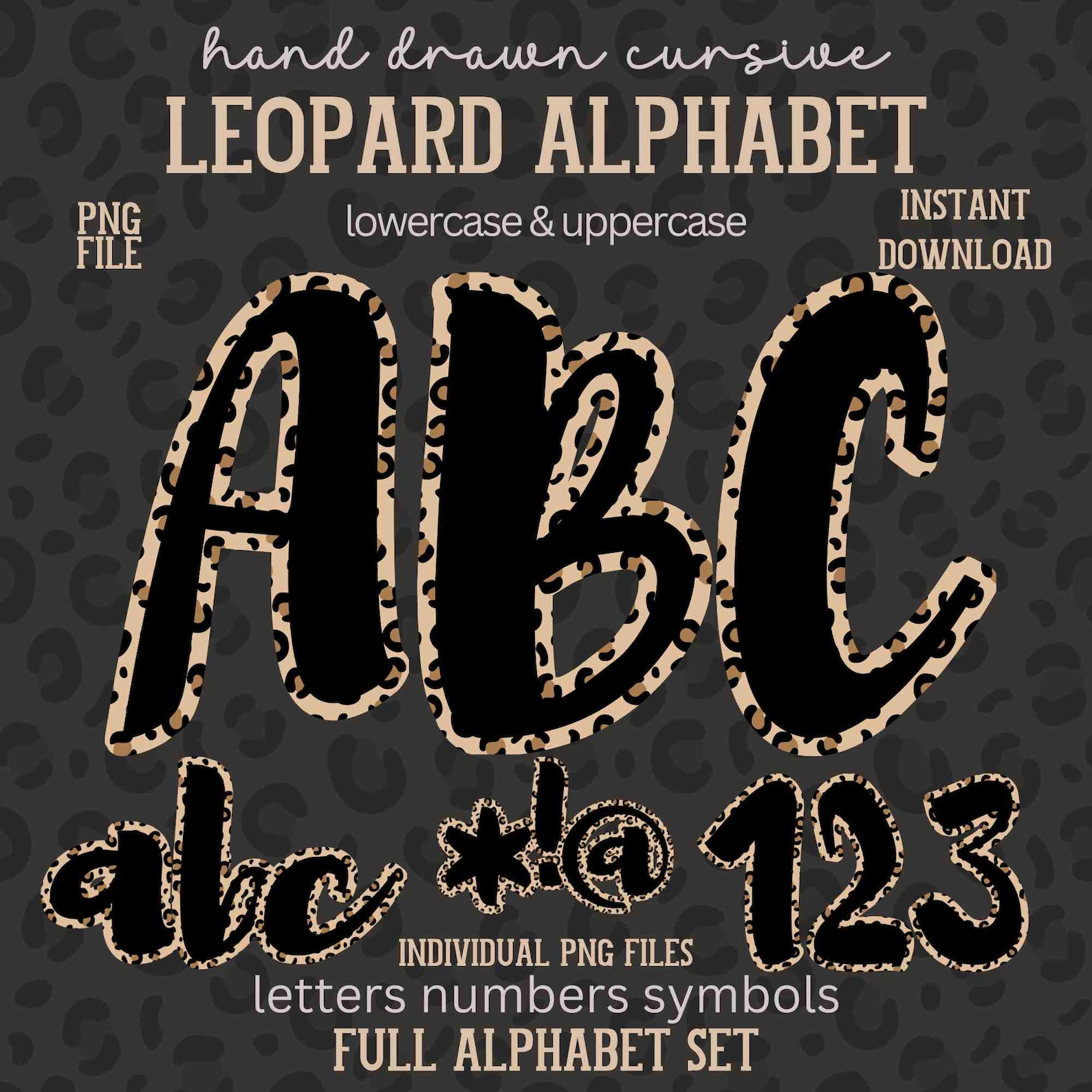 Hand Lettering Guide Numbers Leopard Alphabet Png Letter Number Symbol Full Alpha Set Cursive Hand ...