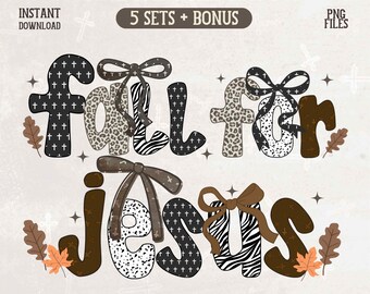 Preppy Christian Alphabet PNG, Fall Faith Letters Coquette Jesus Alpha Set Bows Clipart, Leopard Dalmatian Font Autumn Religious Bible ABC