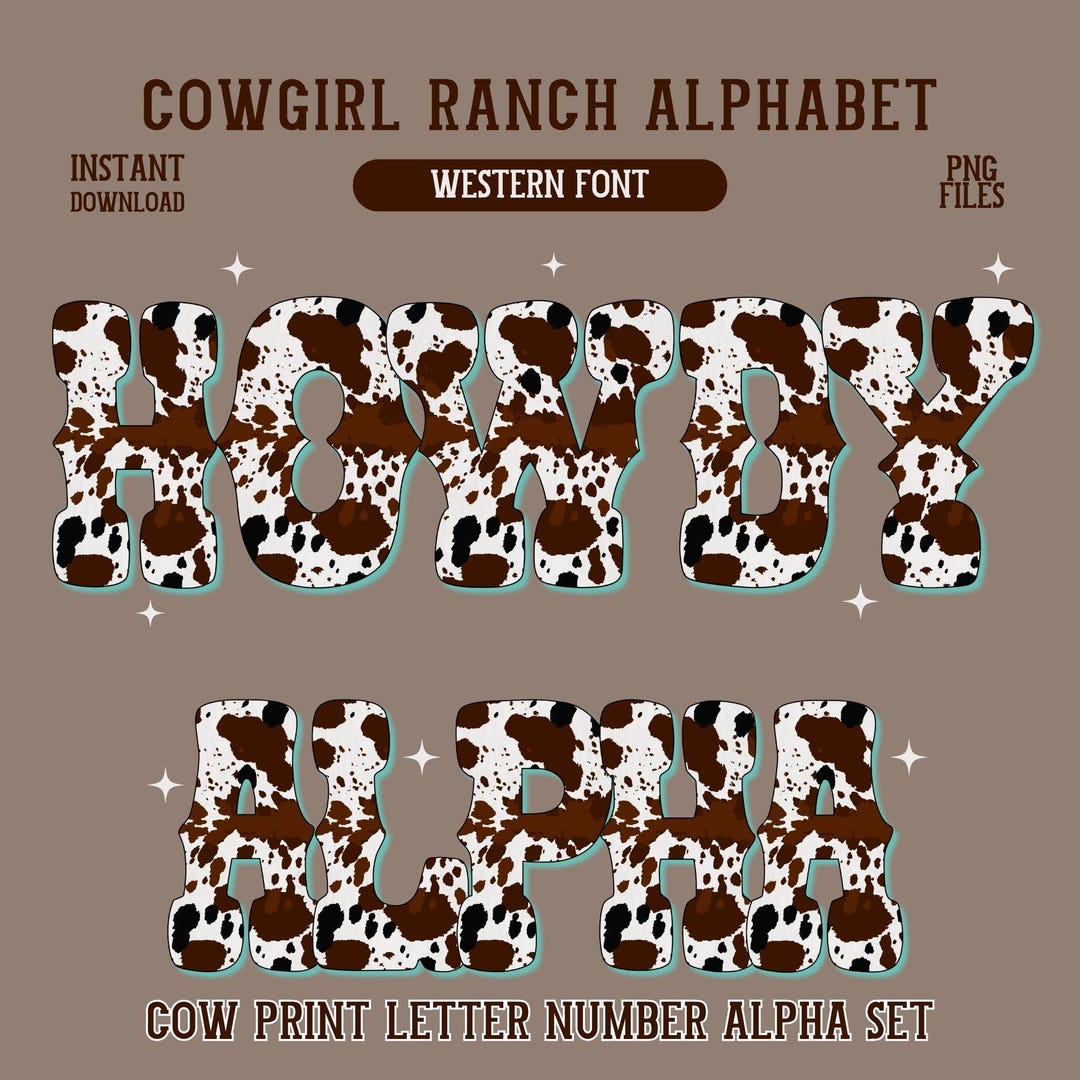 Cow Print Western Alphabet PNG Brown Cowhide Rodeo Letters Ranch Style ...