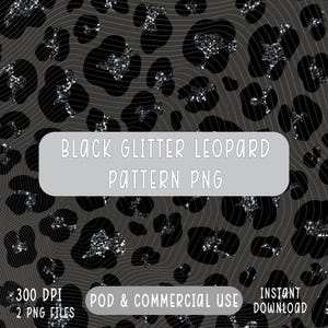 Sfondo con stampa leopardata glitterata nera Png Carta con glitter ghepardo Png Sfondo alla moda Design a sublimazione Carta digitale glitterata finta POD Uso