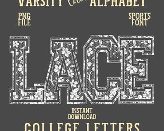 Alphabet dentelle universitaire Png polices de dentelle blanche Collège Clipart lettre numéro symbole alpha ensemble Png Bundle sport à la mode Floral coquette dentelle paquet